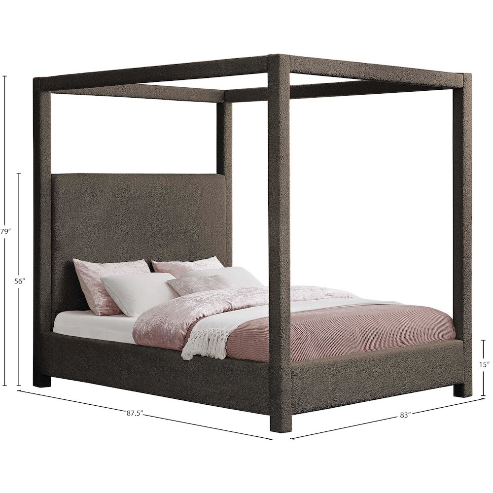 Eden Brown Boucle Fabric King Bed. Picture 6