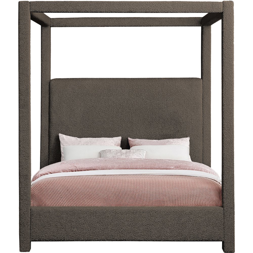 Eden Brown Boucle Fabric King Bed. Picture 2