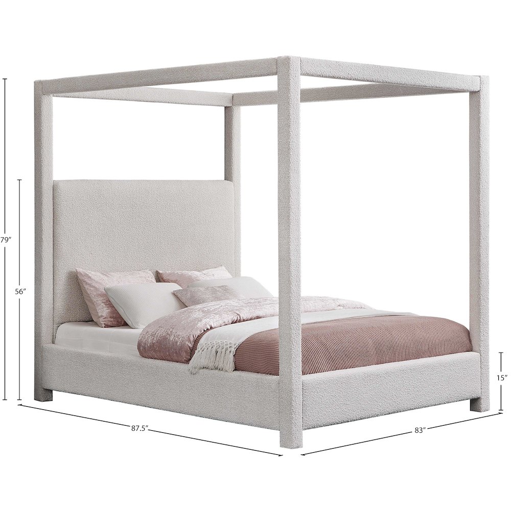 Eden Cream Boucle Fabric King Bed. Picture 6