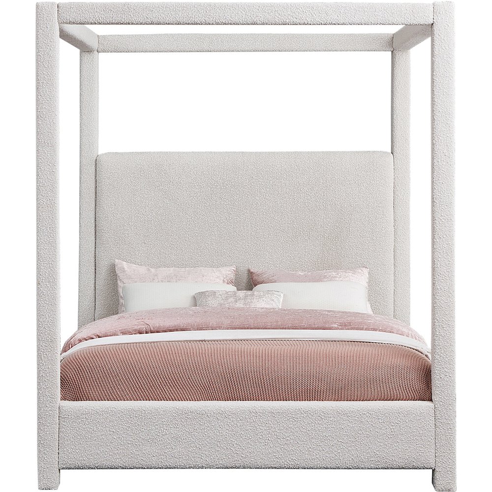 Eden Cream Boucle Fabric King Bed. Picture 2