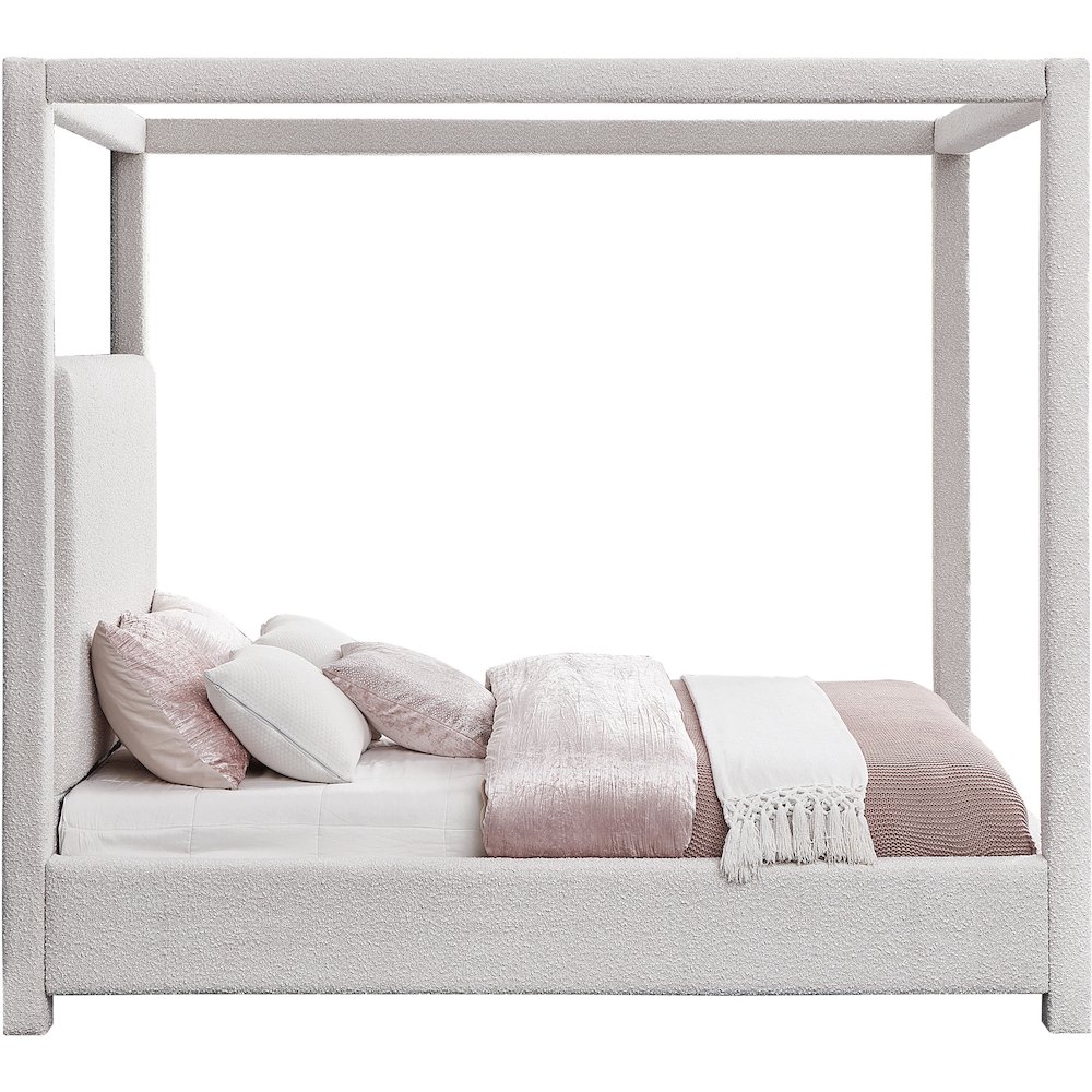Eden Cream Boucle Fabric Queen Bed. Picture 3