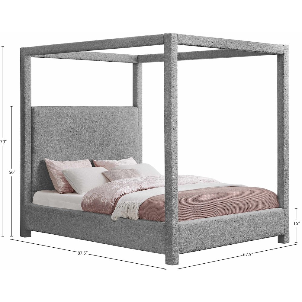 Eden Grey Boucle Fabric Queen Bed. Picture 6