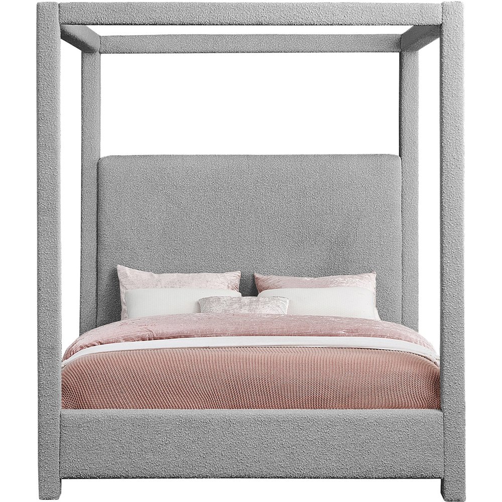Eden Grey Boucle Fabric Queen Bed. Picture 2