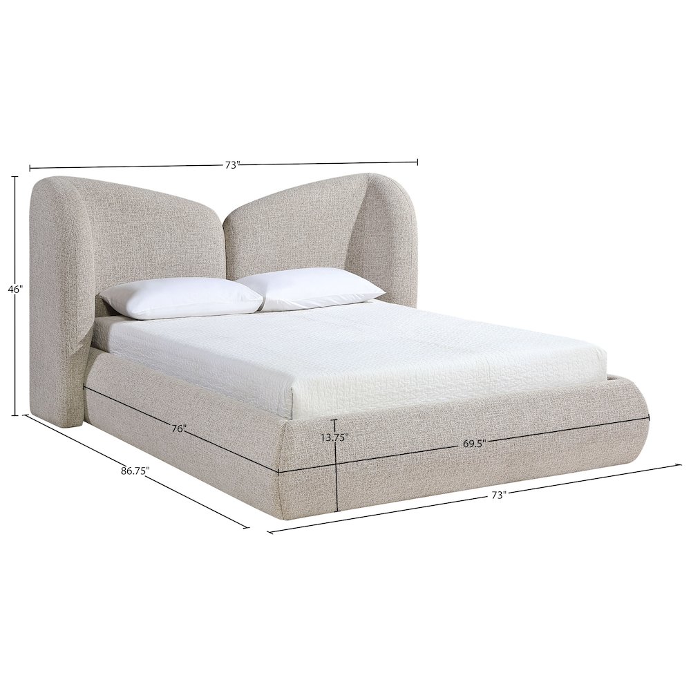 Elowen Beige Chenille Fabric Upholstered Full Bed. Picture 10