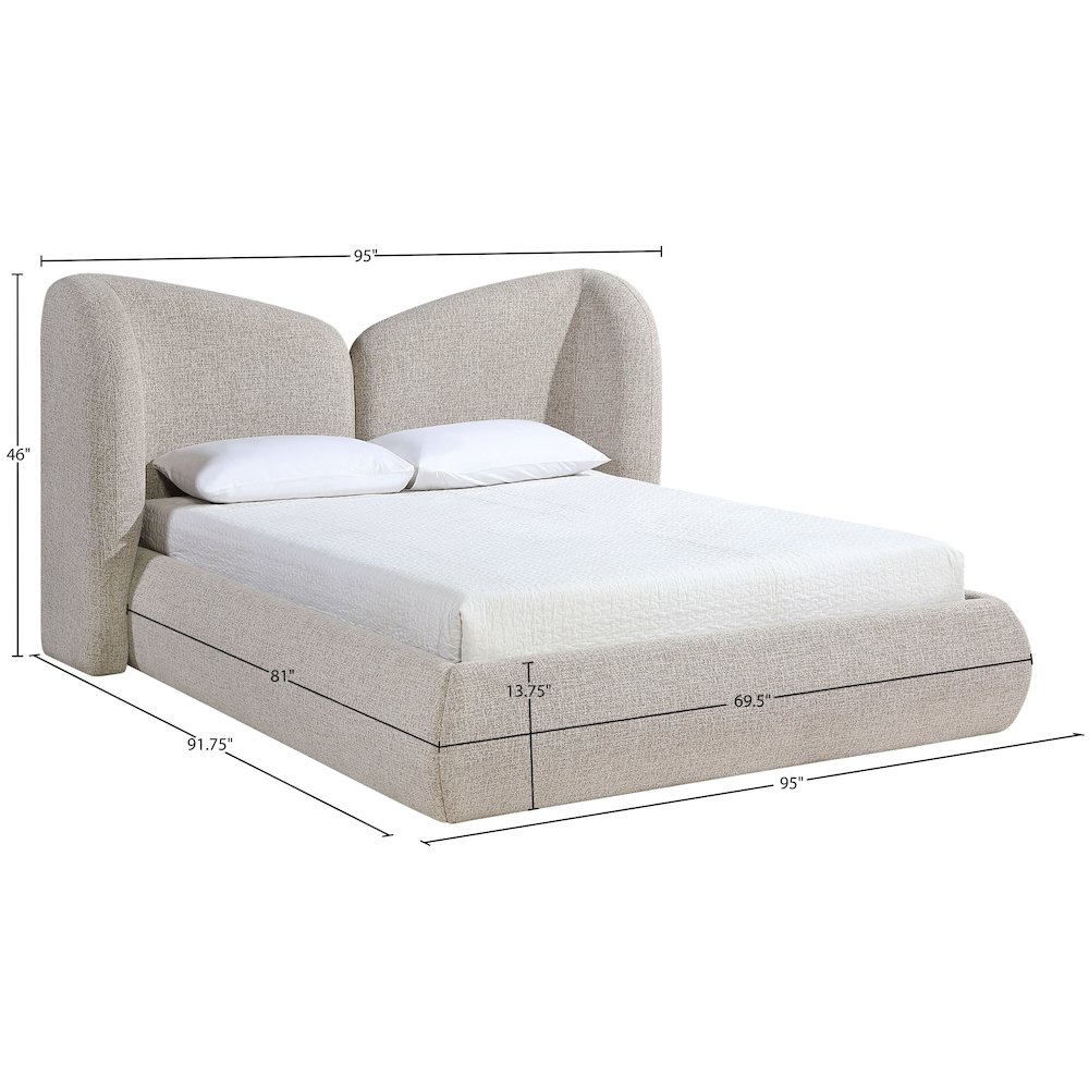 Elowen Beige Chenille Fabric Upholstered King Bed. Picture 10