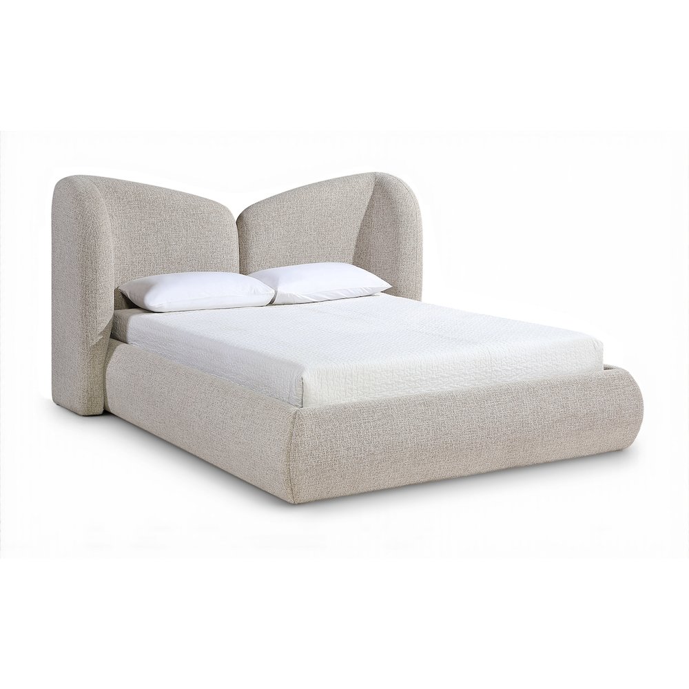 Elowen Beige Chenille Fabric Upholstered King Bed. Picture 1
