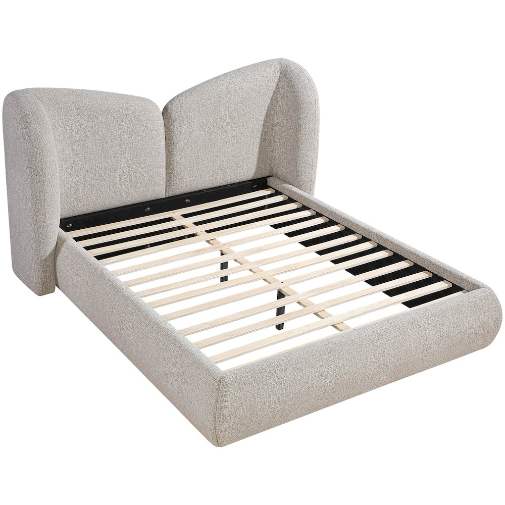 Elowen Beige Chenille Fabric Upholstered King Bed. Picture 4