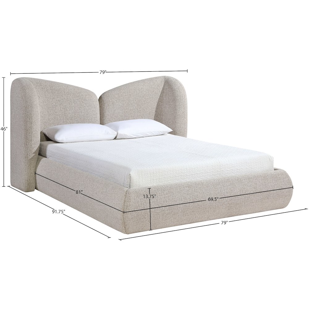 Elowen Beige Chenille Fabric Upholstered Queen Bed. Picture 10