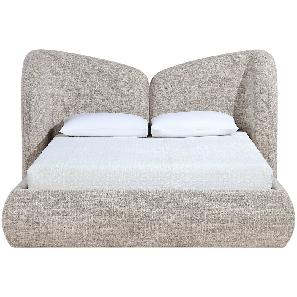Elowen Beige Chenille Fabric Upholstered Queen Bed. Picture 7