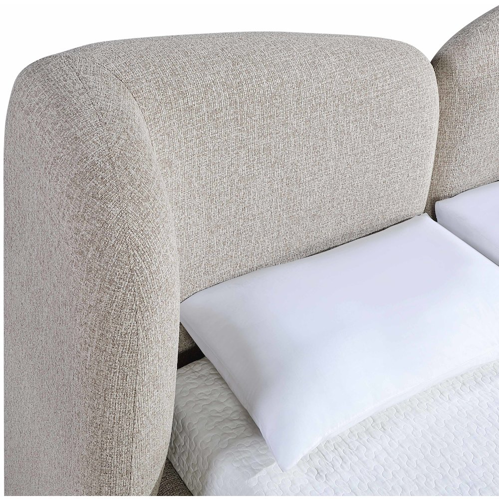 Elowen Beige Chenille Fabric Upholstered Queen Bed. Picture 5