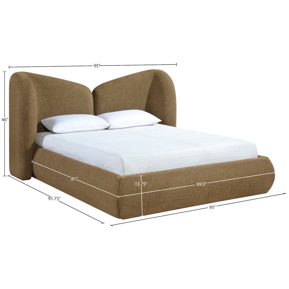 Elowen Brown Chenille Fabric Upholstered King Bed. Picture 10