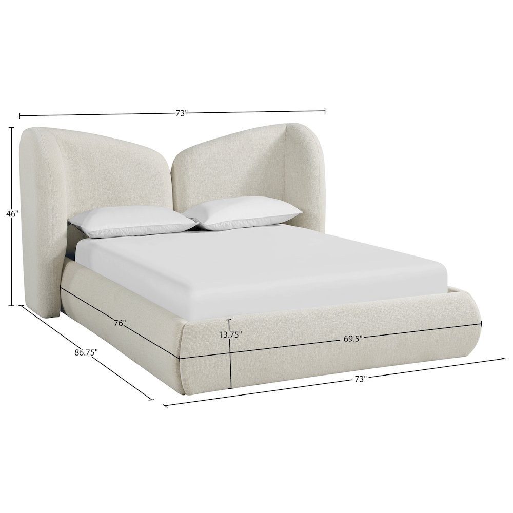 Elowen Cream Chenille Fabric Upholstered Full Bed. Picture 10