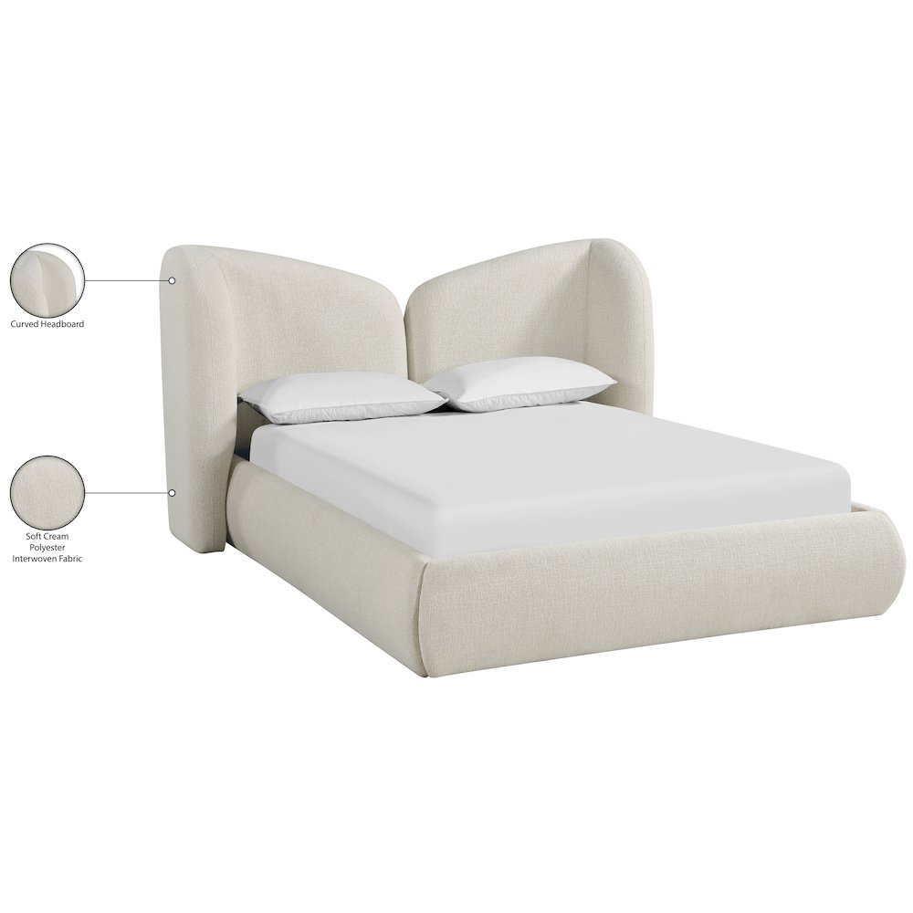 Elowen Cream Chenille Fabric Upholstered Full Bed. Picture 11