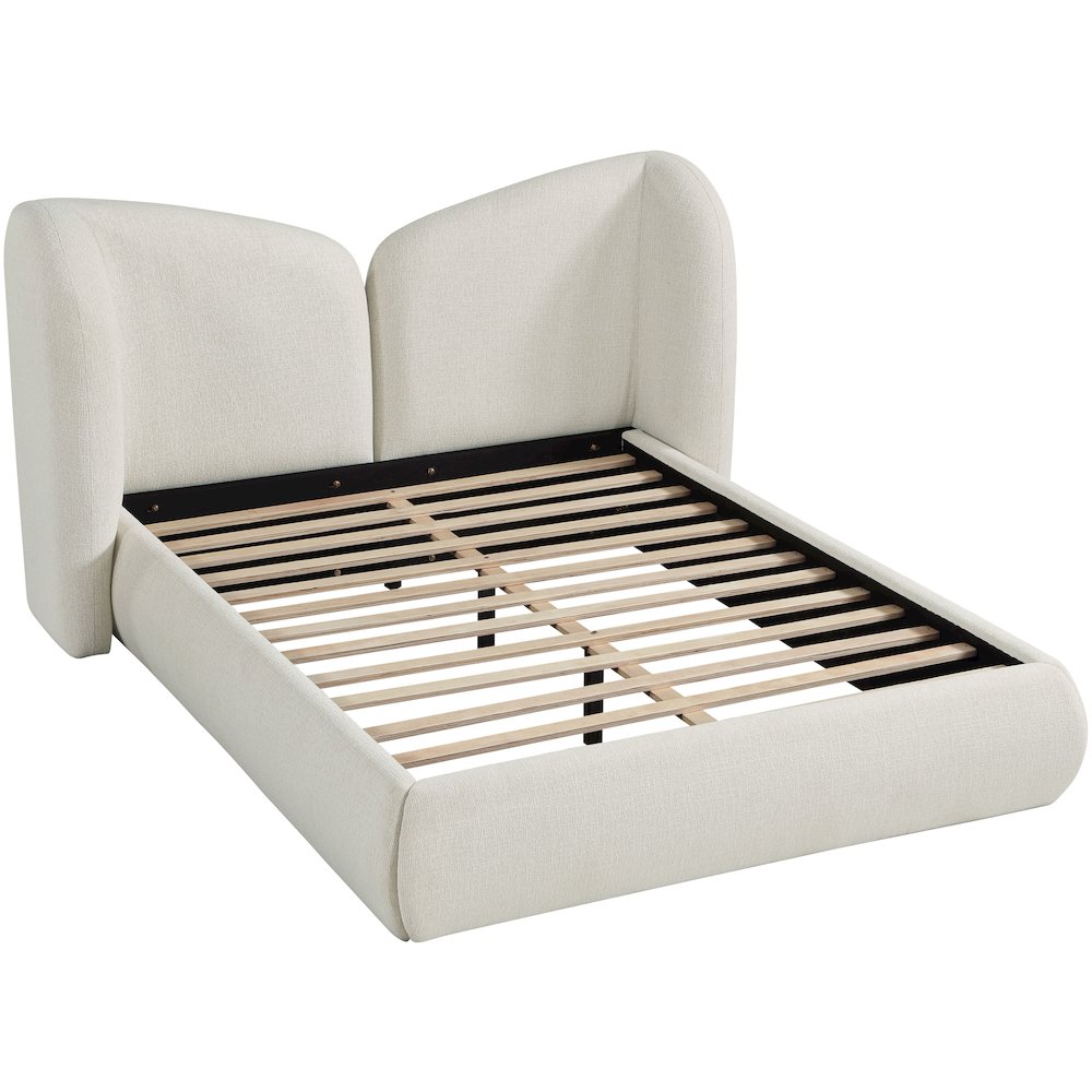 Elowen Cream Chenille Fabric Upholstered Full Bed. Picture 4
