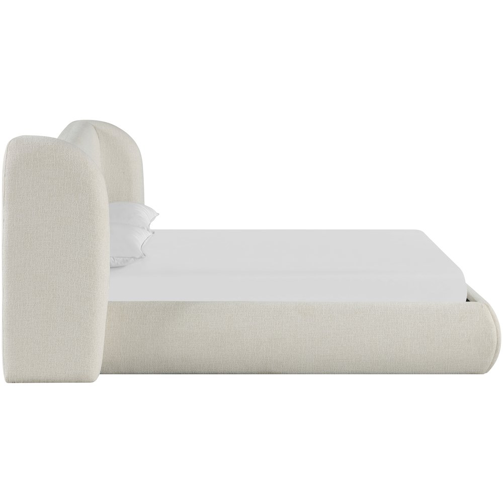 Elowen Cream Chenille Fabric Upholstered King Bed. Picture 2