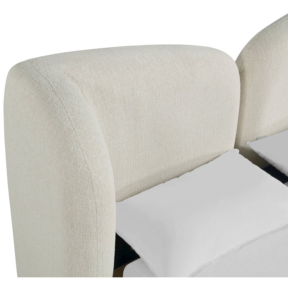 Elowen Cream Chenille Fabric Upholstered King Bed. Picture 5