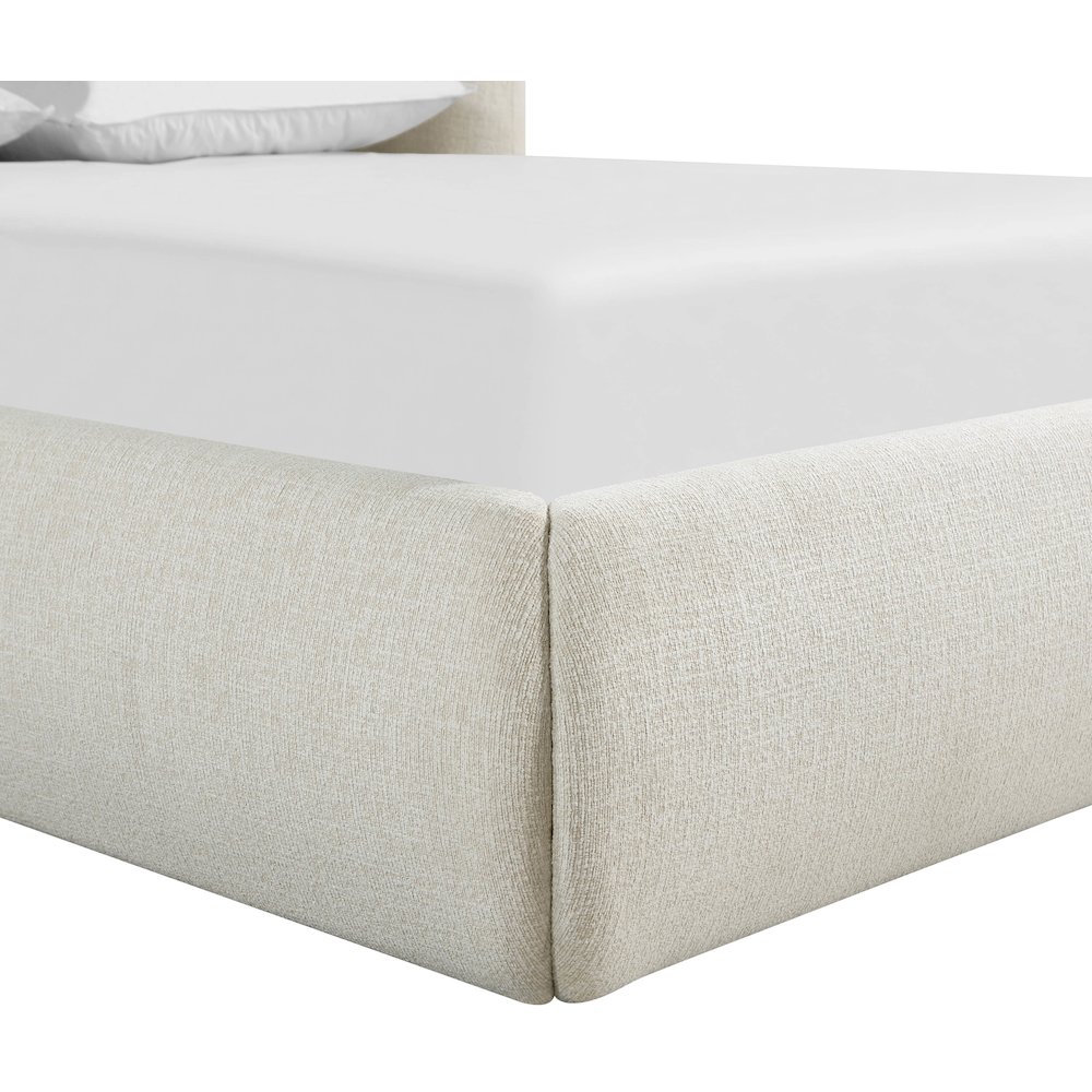 Elowen Cream Chenille Fabric Upholstered King Bed. Picture 6