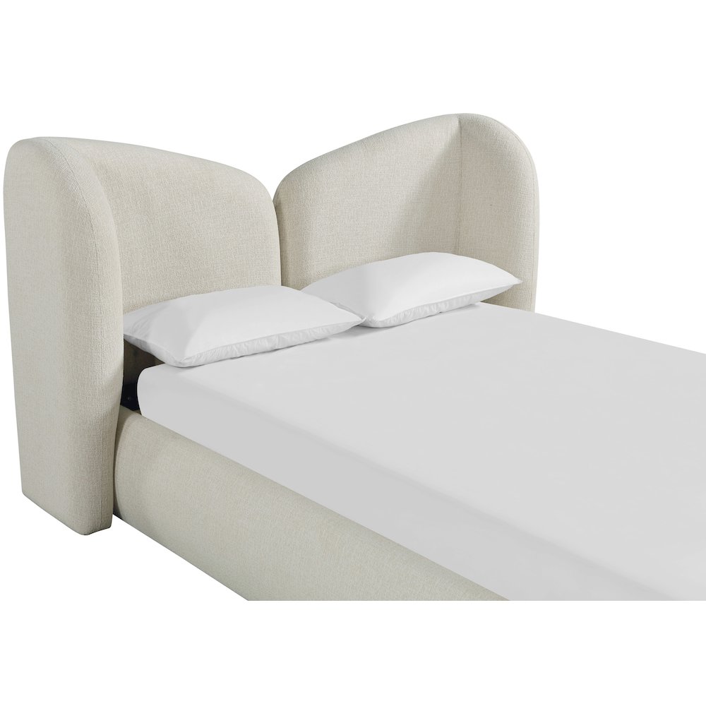 Elowen Cream Chenille Fabric Upholstered Queen Bed. Picture 3