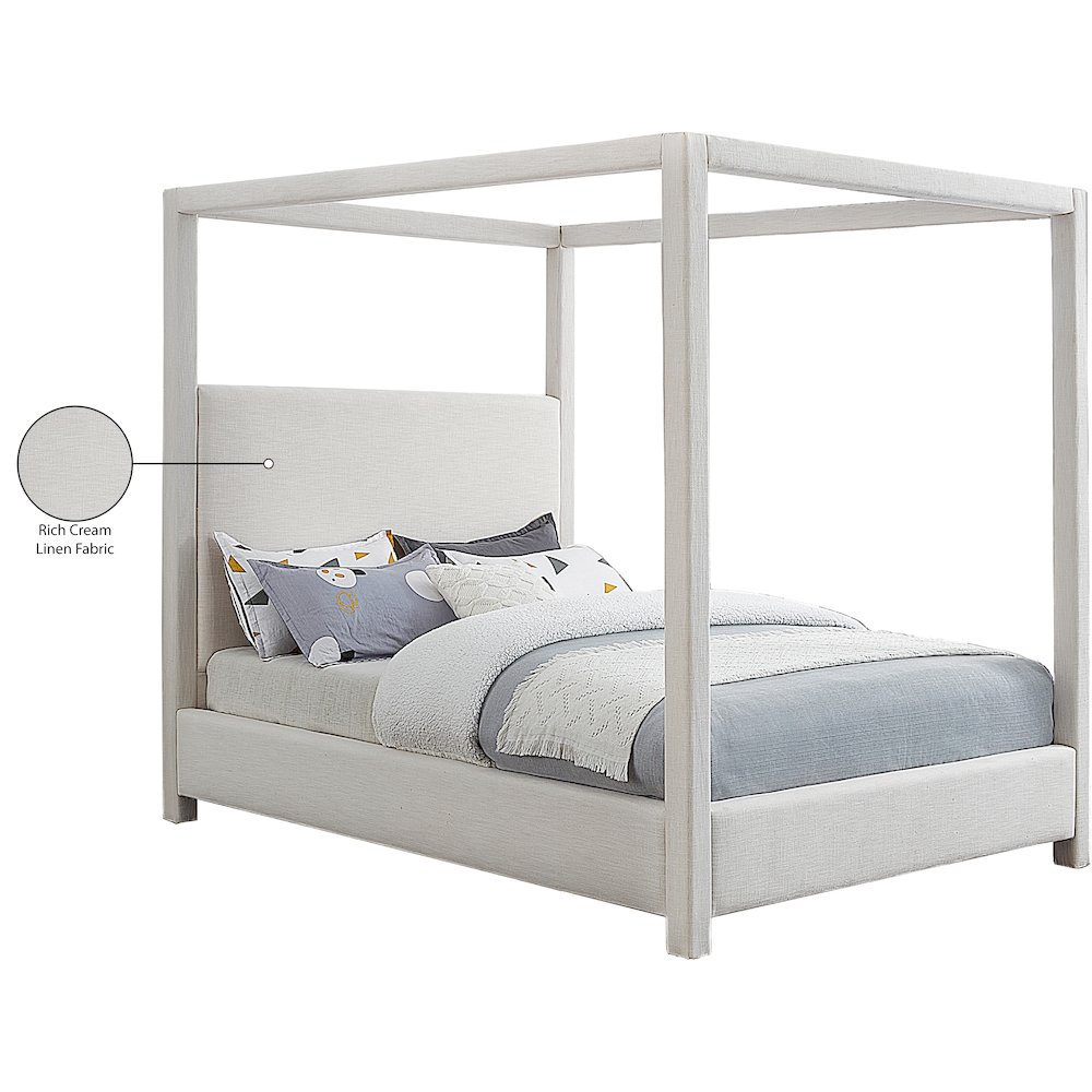 Emerson Cream Linen Textured Fabric King Bed. Picture 8