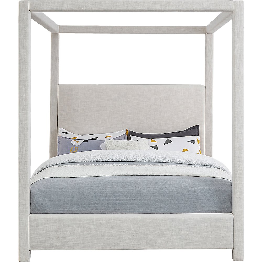 Emerson Cream Linen Textured Fabric King Bed. Picture 2