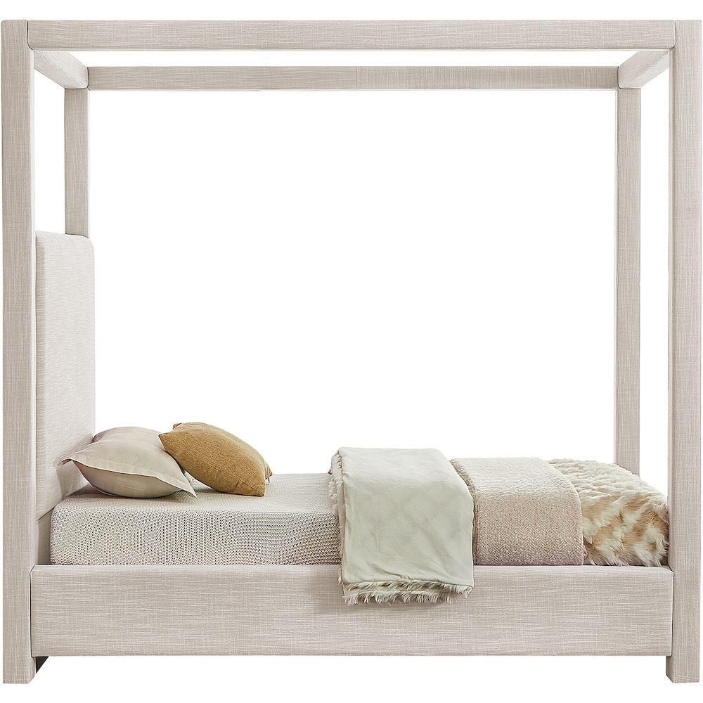 Emerson Cream Linen Textured Fabric Twin Bed. Picture 4