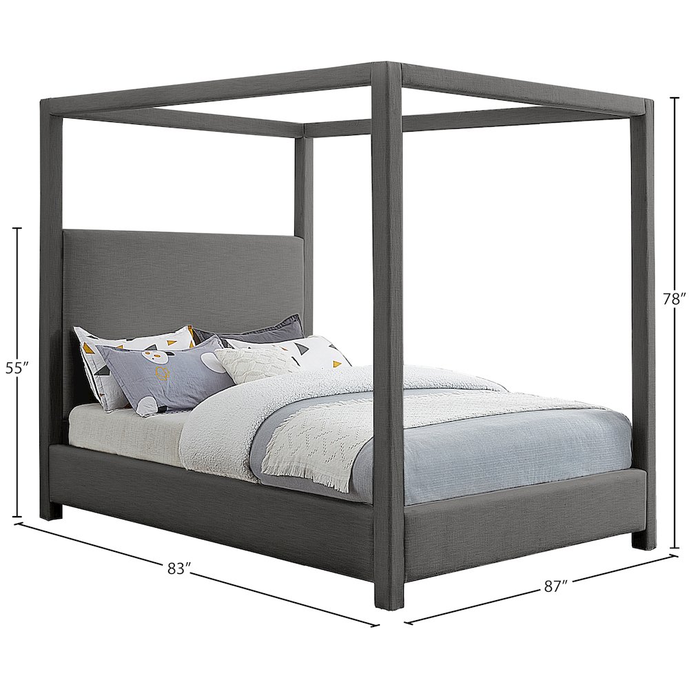 Emerson Grey Linen Textured Fabric King Bed. Picture 7
