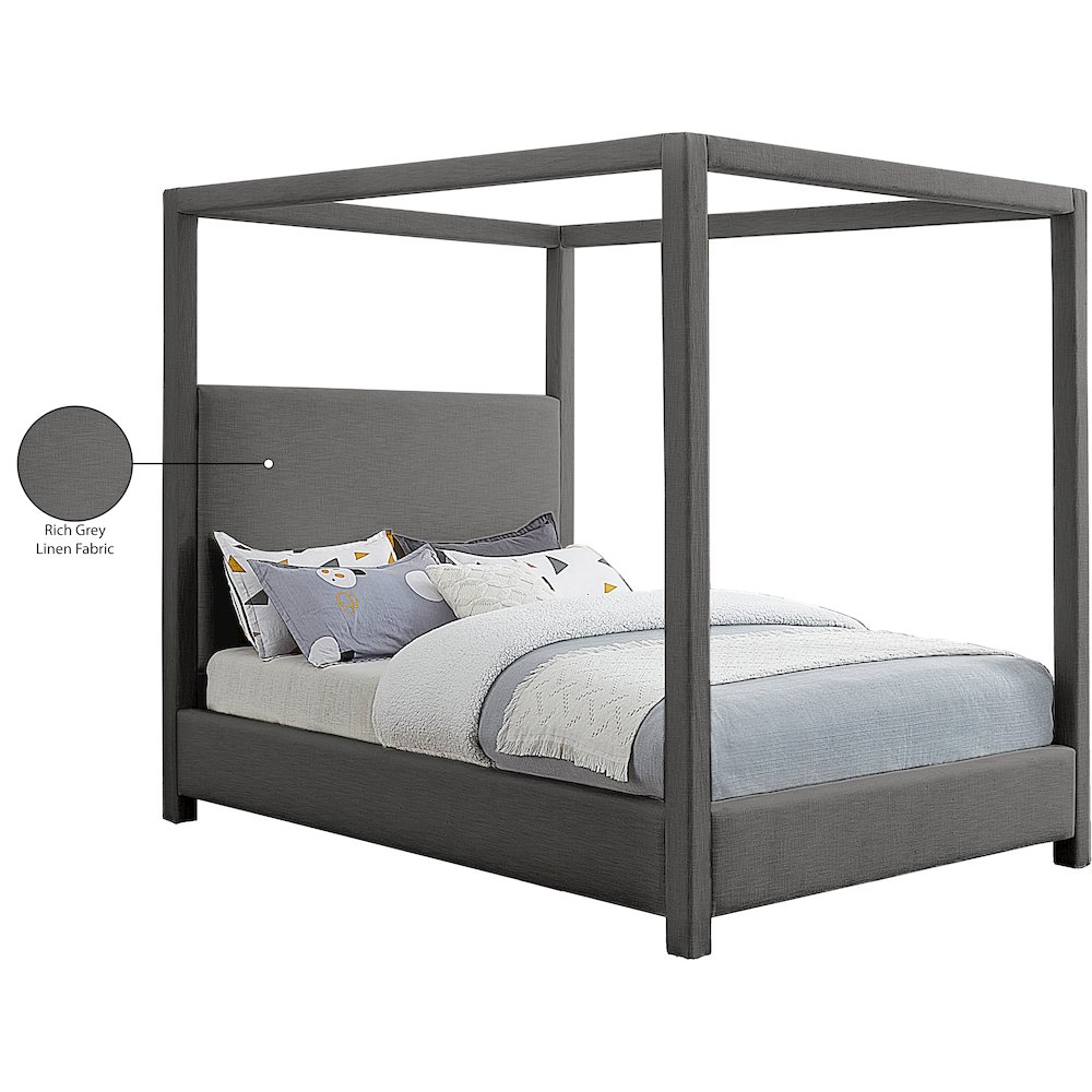 Emerson Grey Linen Textured Fabric King Bed. Picture 8