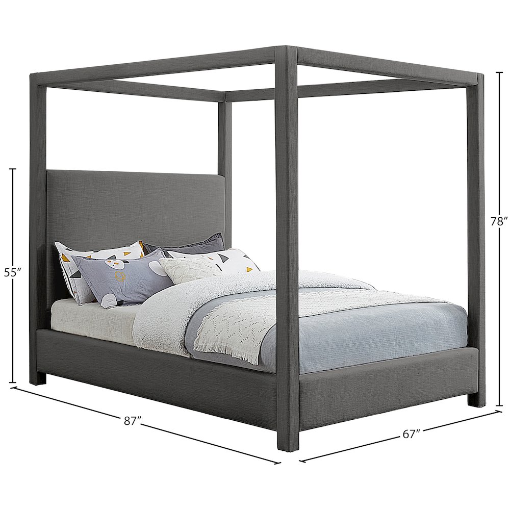 Emerson Grey Linen Textured Fabric Queen Bed. Picture 7