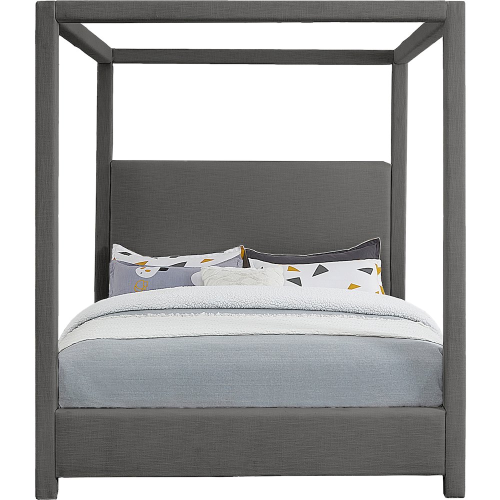 Emerson Grey Linen Textured Fabric Queen Bed. Picture 2