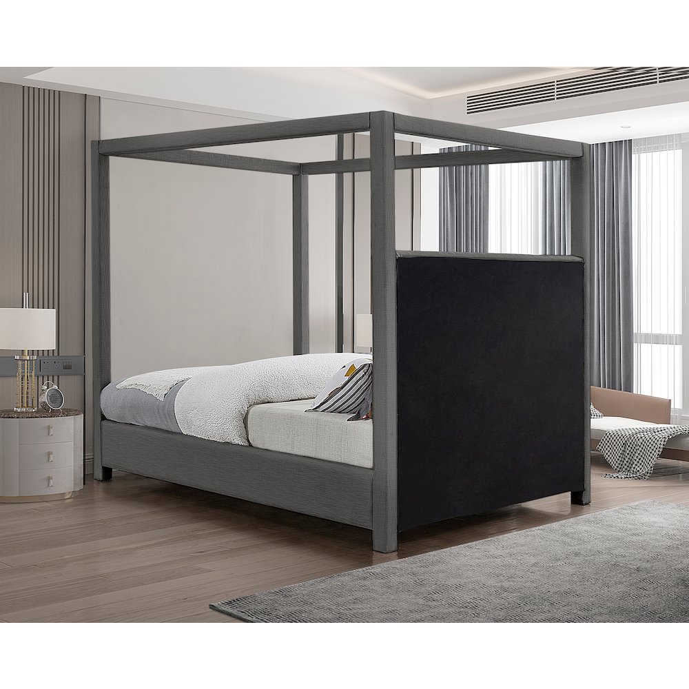 Emerson Grey Linen Textured Fabric Queen Bed. Picture 5