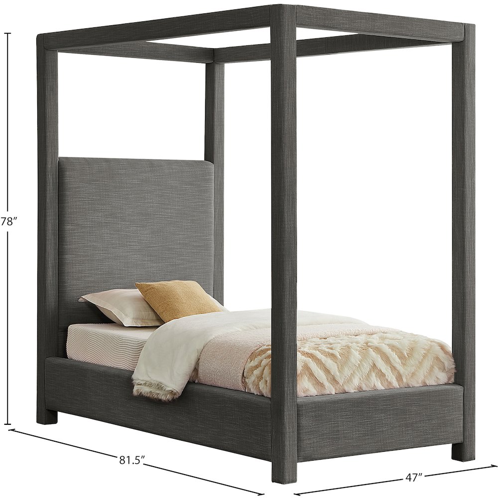 Emerson Grey Linen Textured Fabric Twin Bed. Picture 7