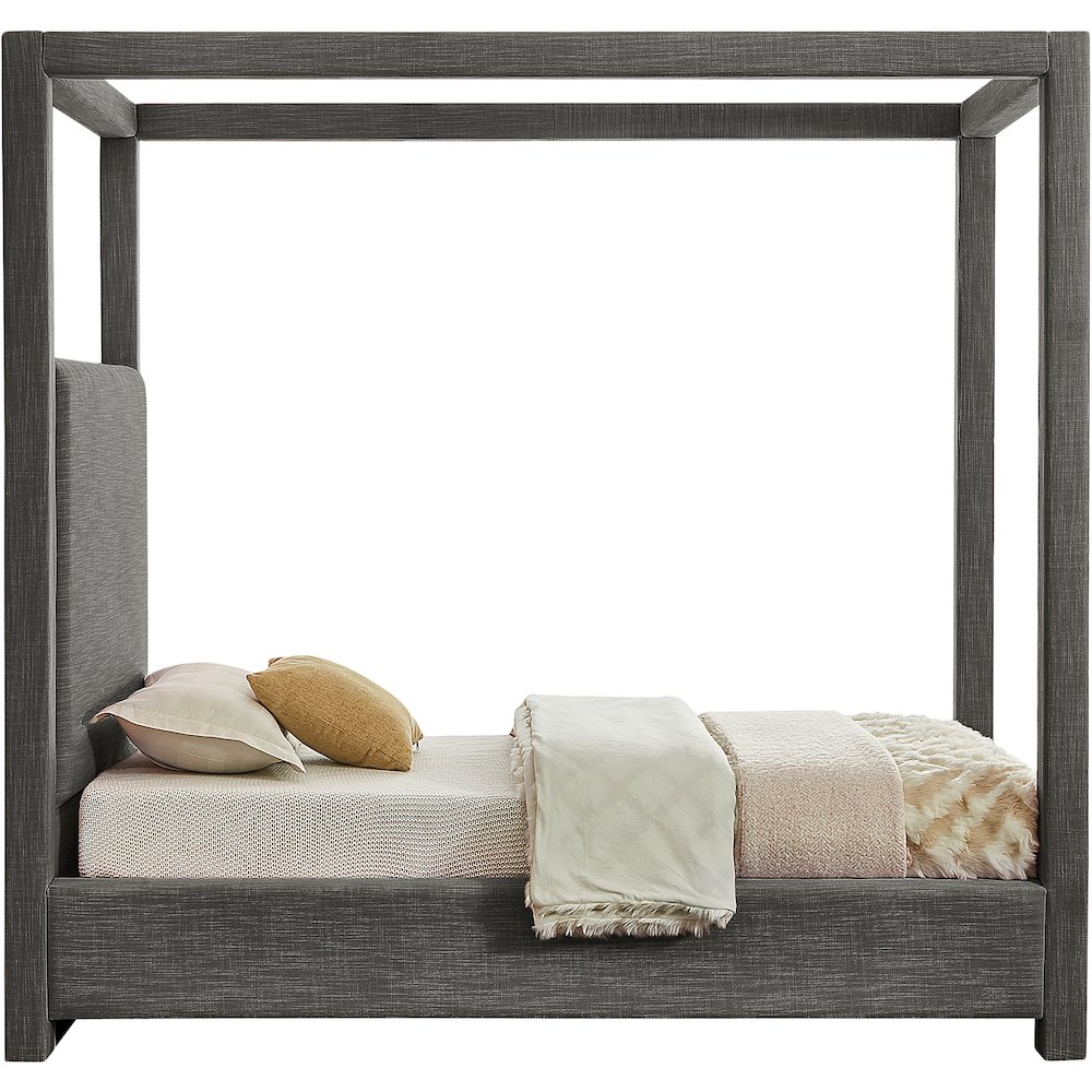Emerson Grey Linen Textured Fabric Twin Bed. Picture 4