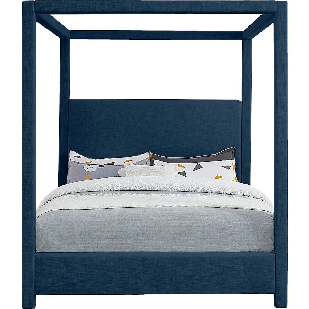 Emerson Navy Linen Textured Fabric Full Bed. Picture 2