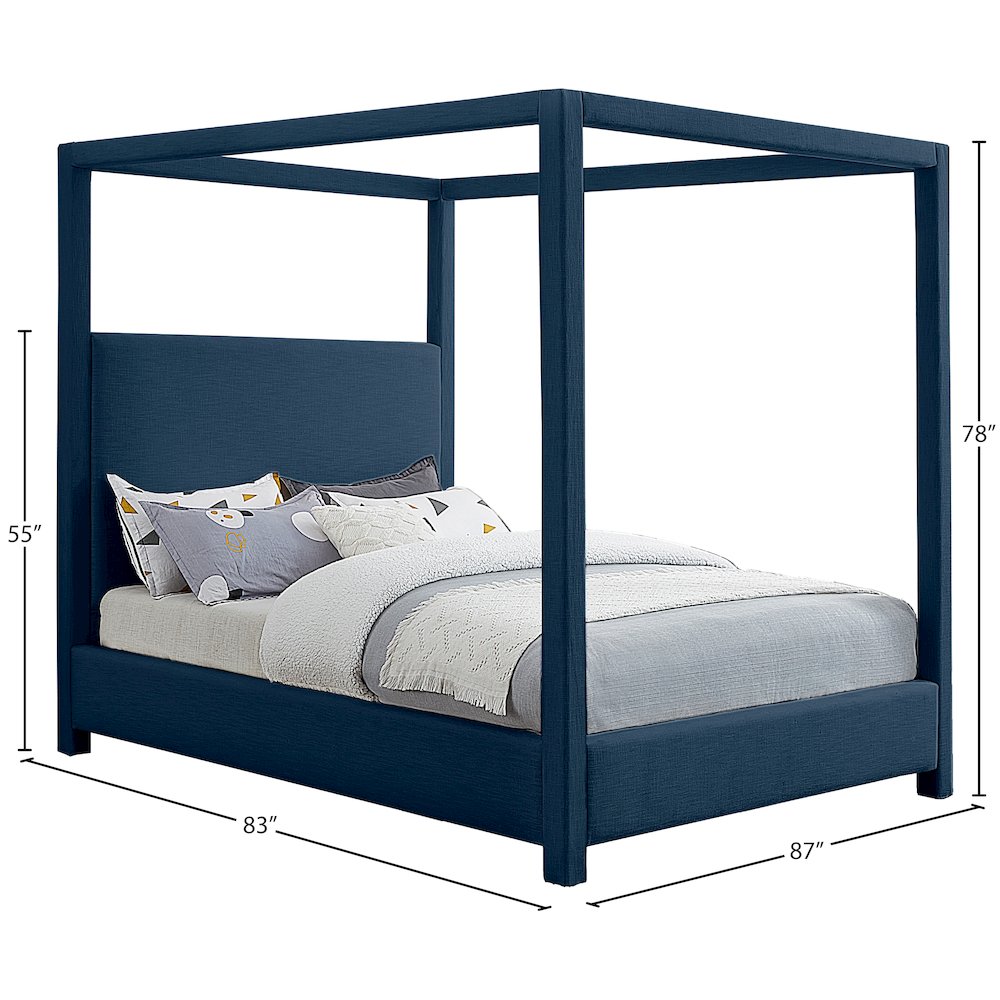 Emerson Navy Linen Textured Fabric King Bed. Picture 7