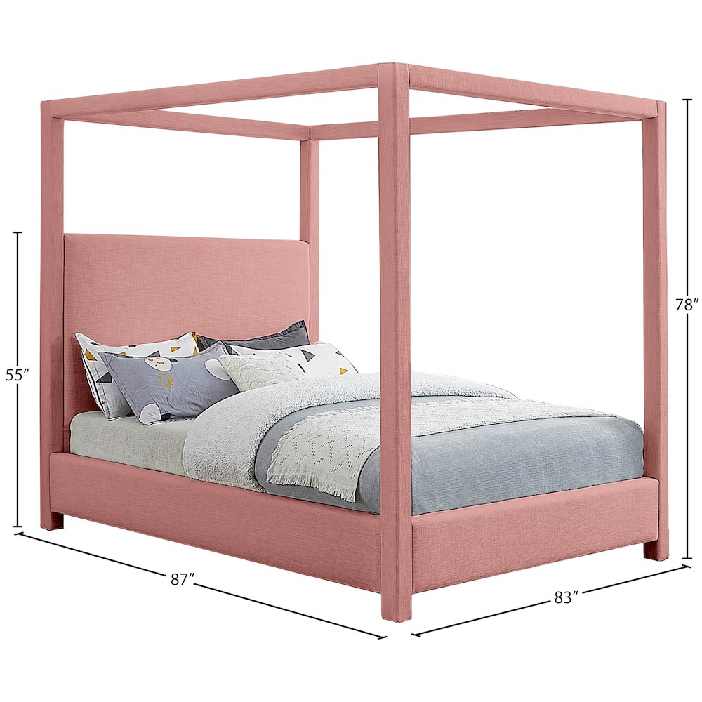 Emerson Light Pink Linen Textured Fabric King Bed. Picture 7