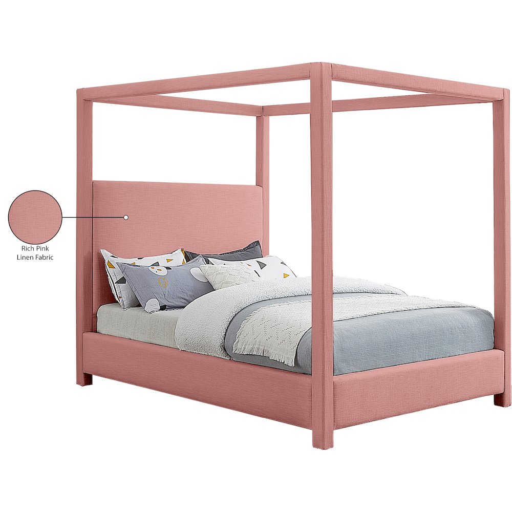 Emerson Light Pink Linen Textured Fabric King Bed. Picture 8