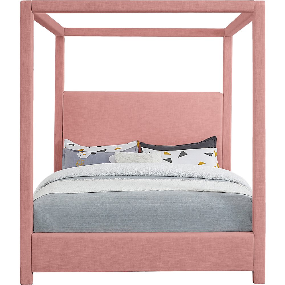 Emerson Light Pink Linen Textured Fabric King Bed. Picture 2