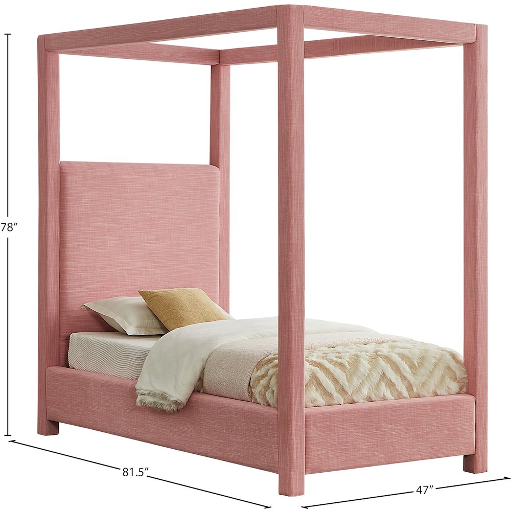 Emerson Light Pink Linen Textured Fabric Twin Bed. Picture 7