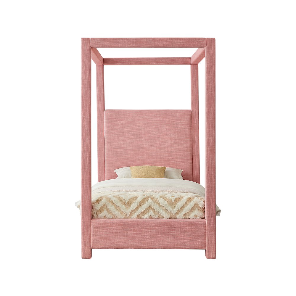 Emerson Light Pink Linen Textured Fabric Twin Bed. Picture 2