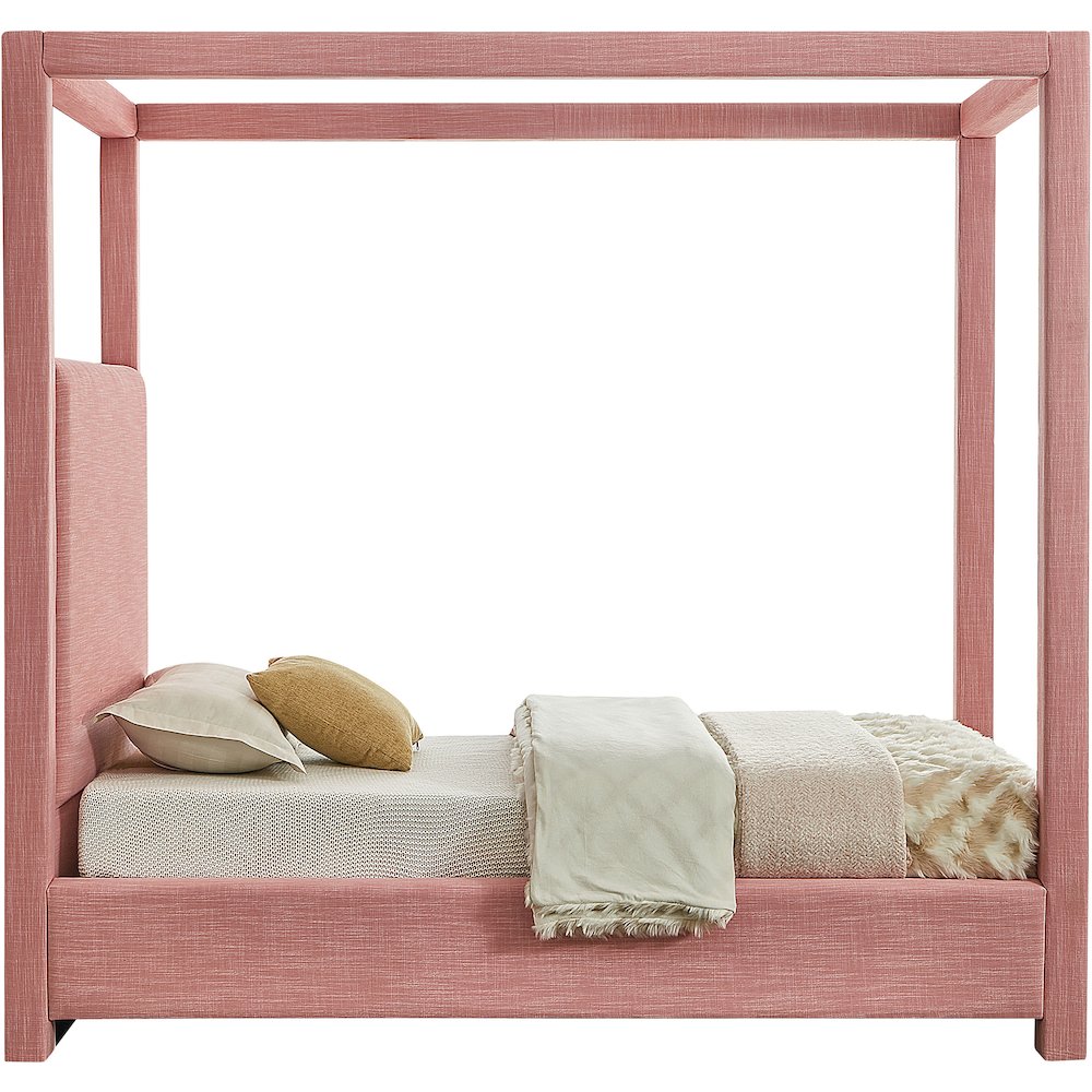 Emerson Light Pink Linen Textured Fabric Twin Bed. Picture 4