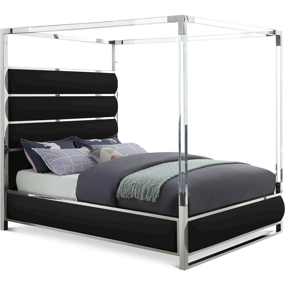 Encore Black Vegan Leather King Bed. Picture 1