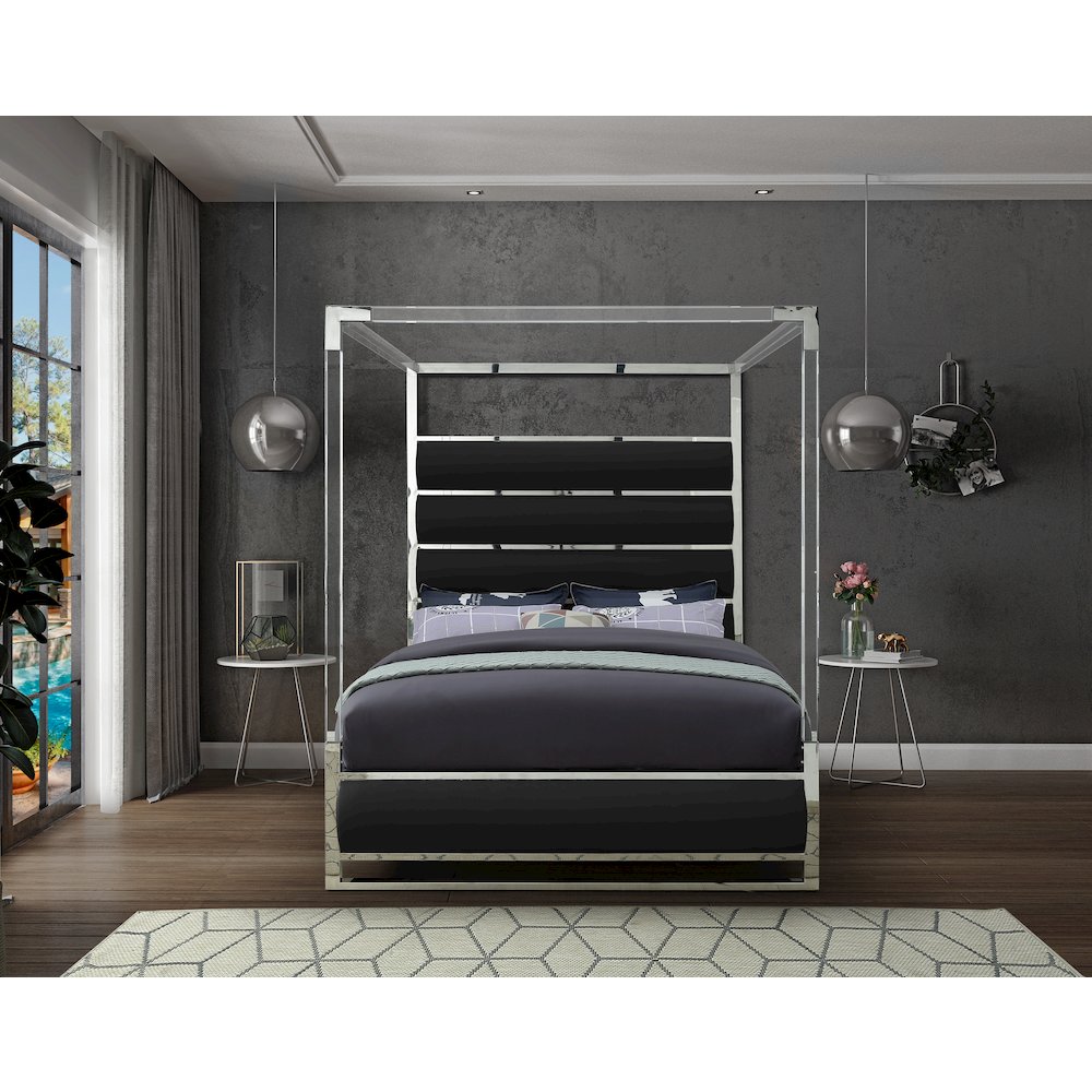 Encore Black Vegan Leather King Bed. Picture 3