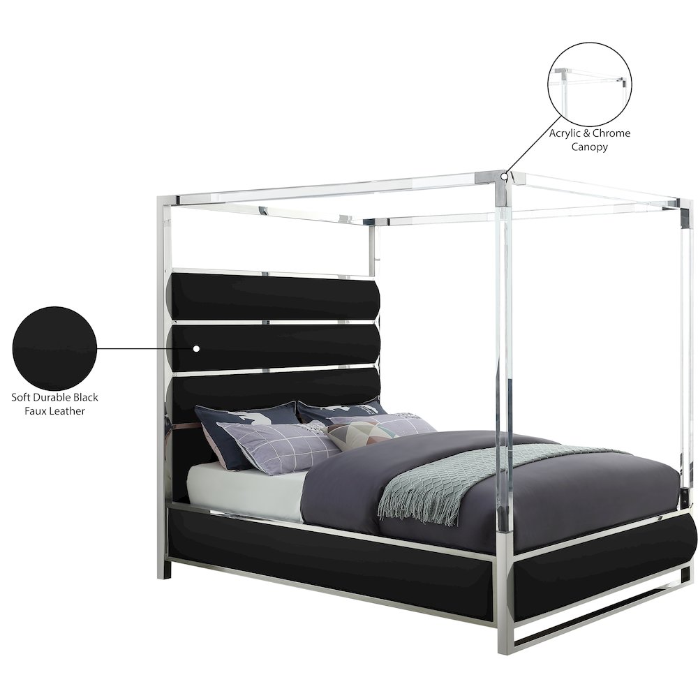 Encore Black Vegan Leather Queen Bed. Picture 5