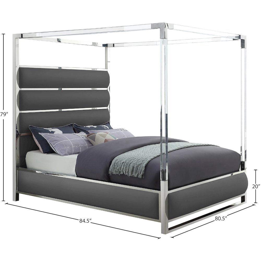 Encore Grey Vegan Leather King Bed. Picture 4