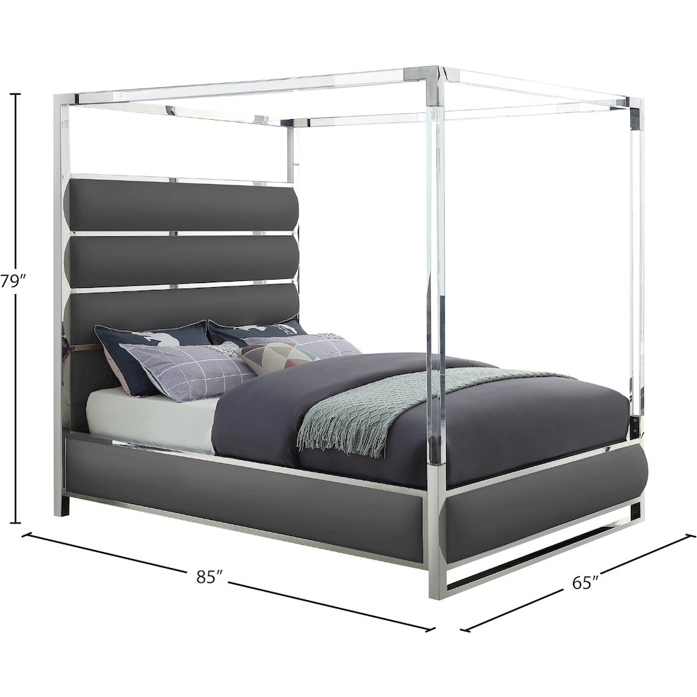 Encore Grey Vegan Leather Queen Bed. Picture 4