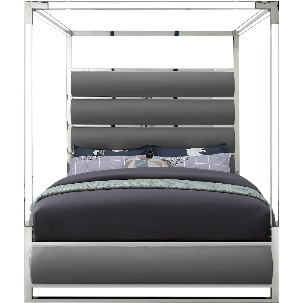 Encore Grey Vegan Leather Queen Bed. Picture 2