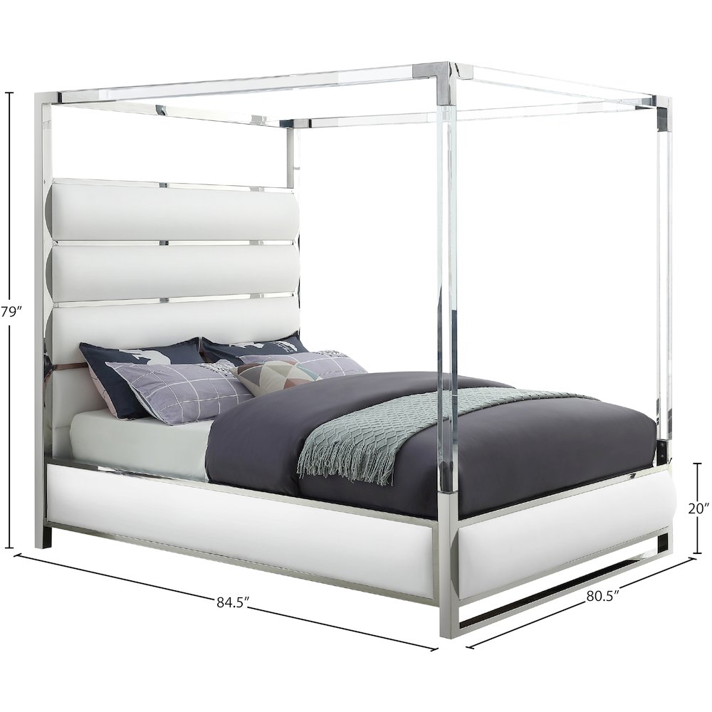 Encore White Vegan Leather King Bed. Picture 4