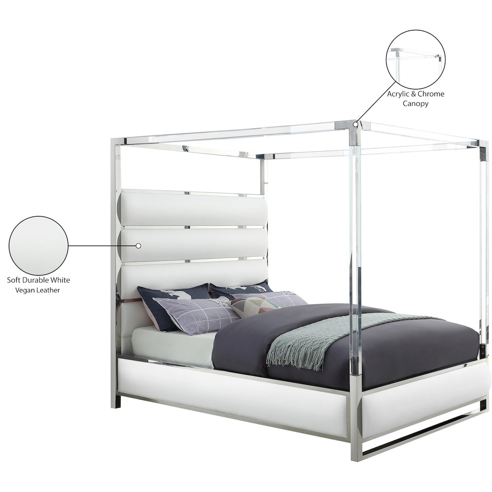 Encore White Vegan Leather King Bed. Picture 5
