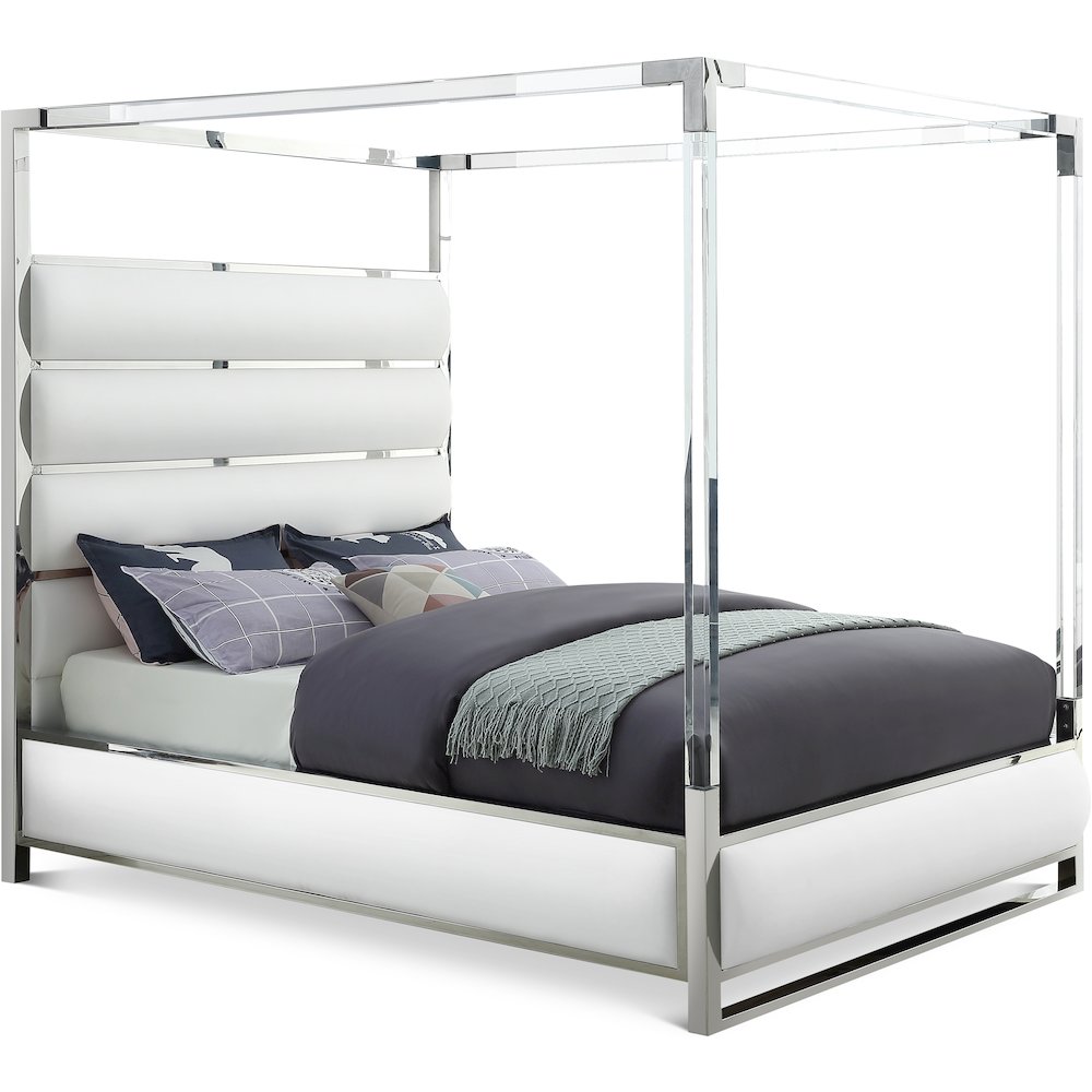 Encore White Vegan Leather King Bed. Picture 1