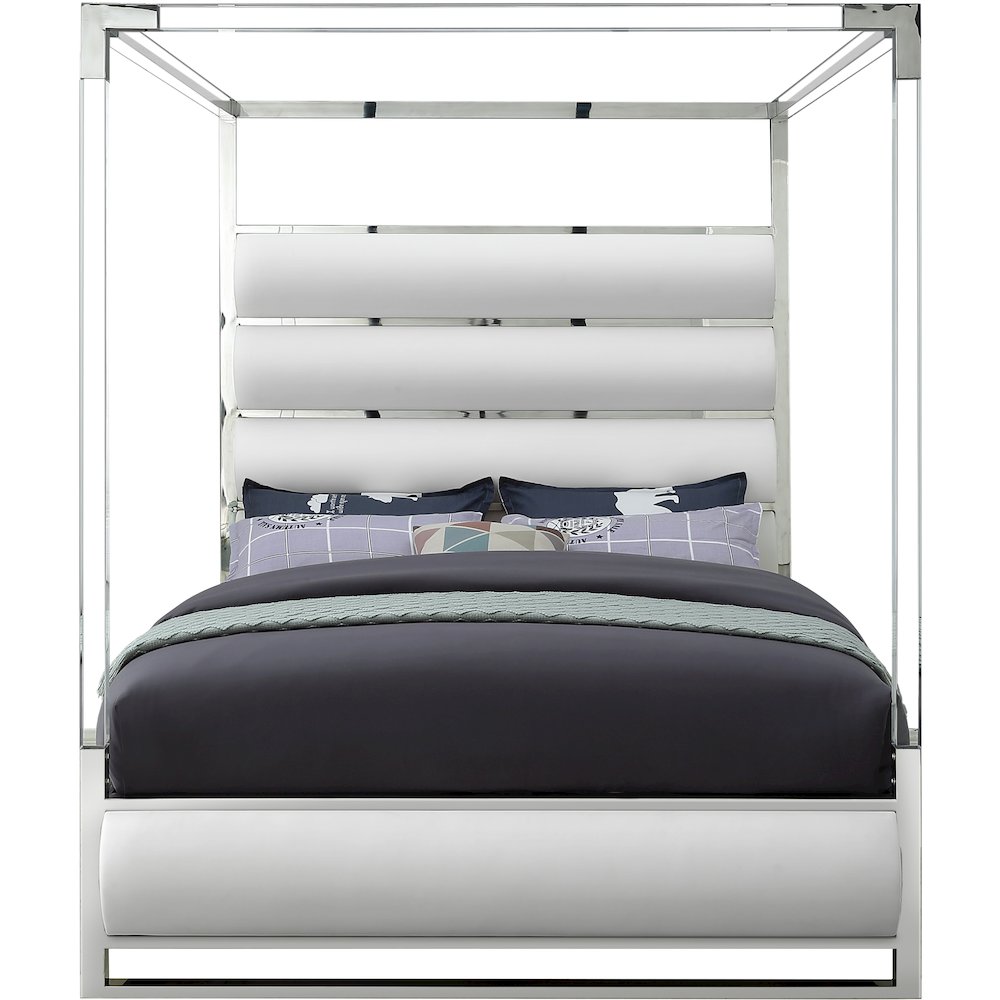 Encore White Vegan Leather King Bed. Picture 2